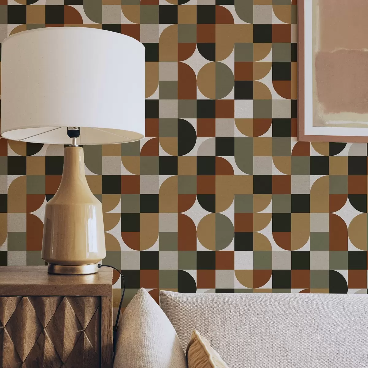 Wallpaper Geometrie modulară în tonuri calde, pământii a00770