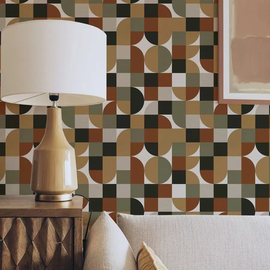 fototapet Geometrie modulară în tonuri calde, pământii a00770