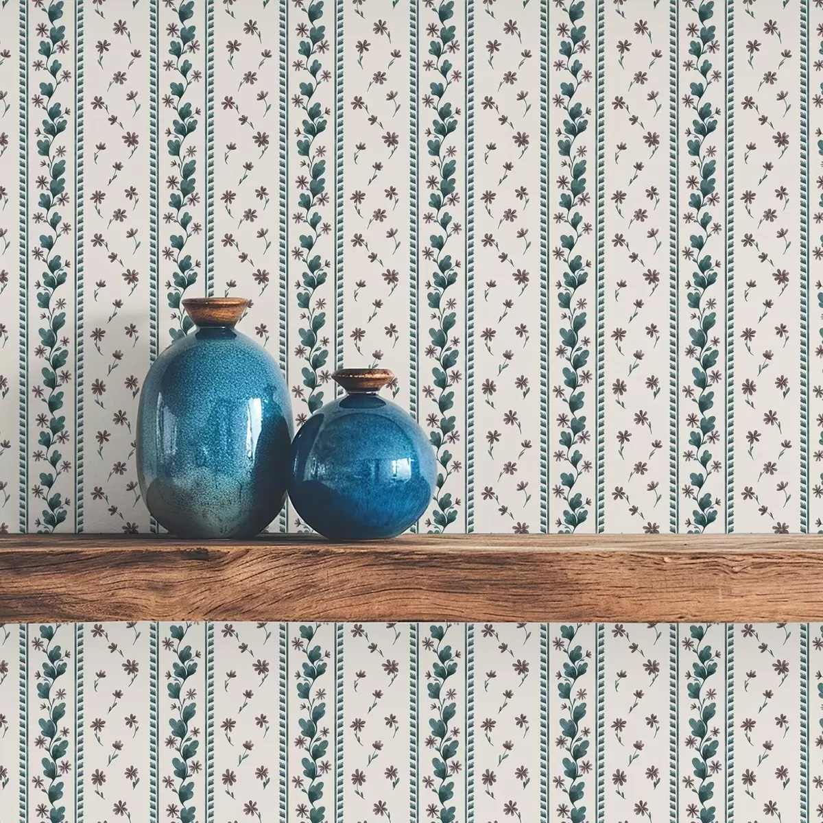 Wallpaper Dungi florale verticale în tonuri de albastru-maro a00811