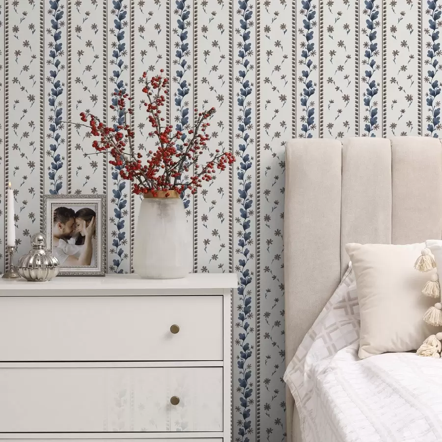 fototapet Dungi florale verticale în nuanțe de albastru-maro a00811v2