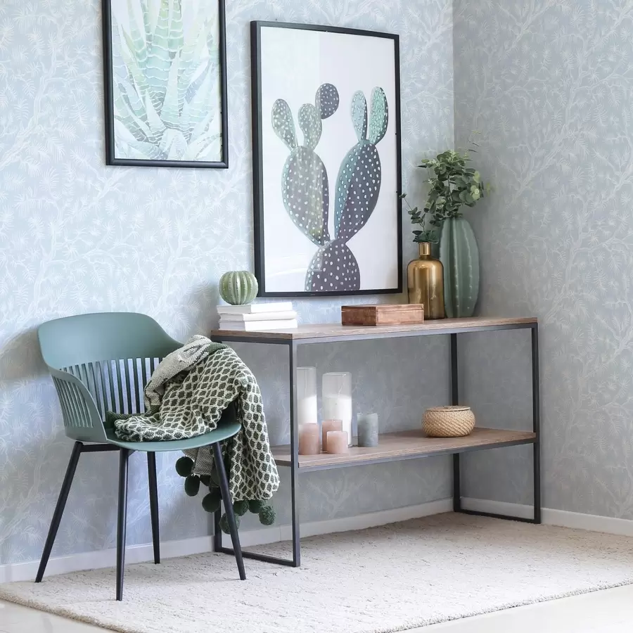 fototapet Ramuri de pin în tonuri deschise pe fundal albastru a00838