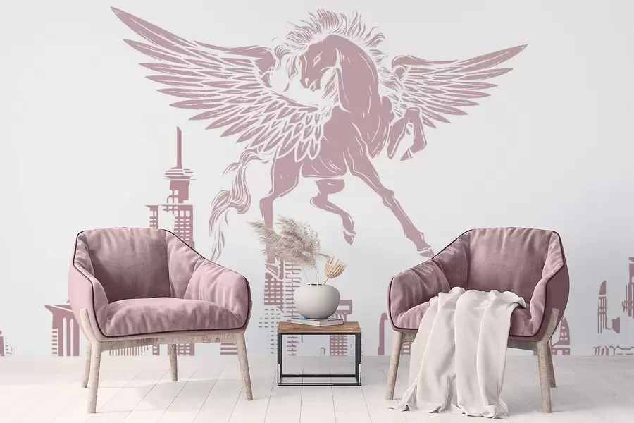 fototapet Pegasus deasupra orașului w04777