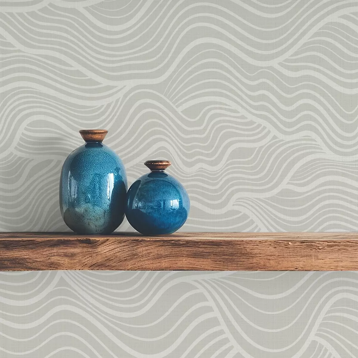 Wallpaper Valuri pe fundal gri-măsliniu cu textură de țesătură a00681