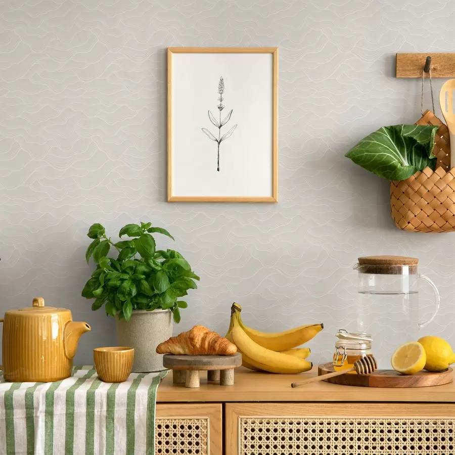 fototapet Undele luminoase, relief aproape alb, minim a00682v2