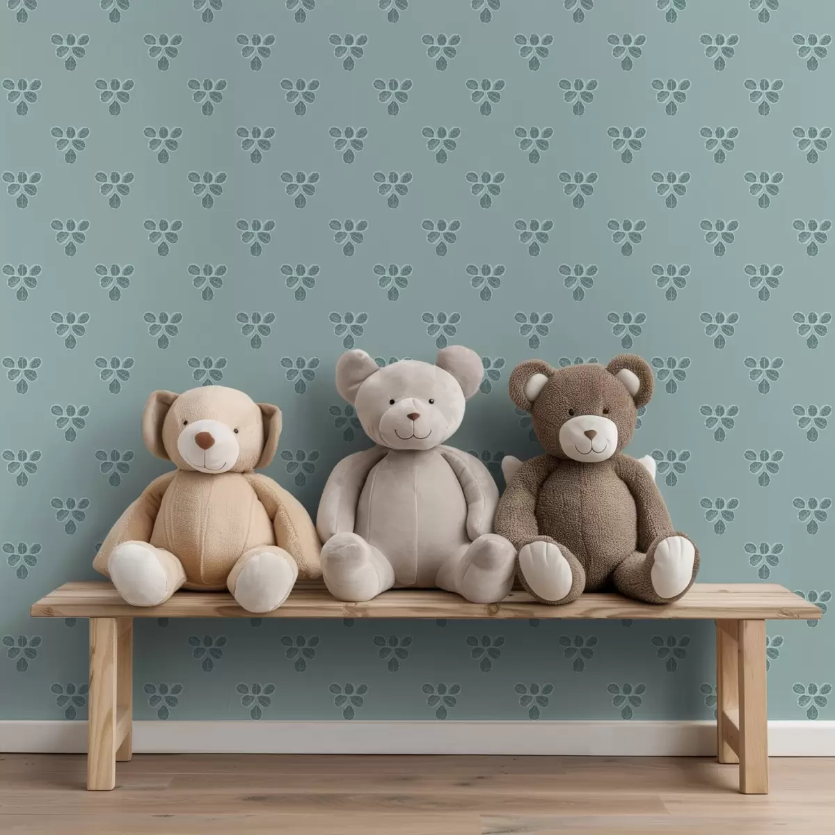 Wallpaper Repetare mică: triouri de frunze pe albastru rece a00848v1