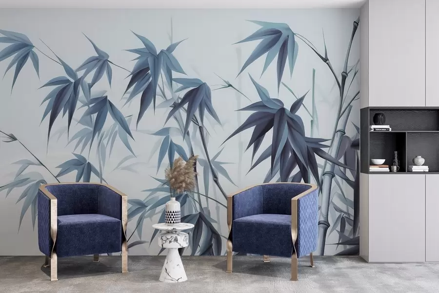 fototapet Bambus pe un fundal deschis de acuarelă w04834v2