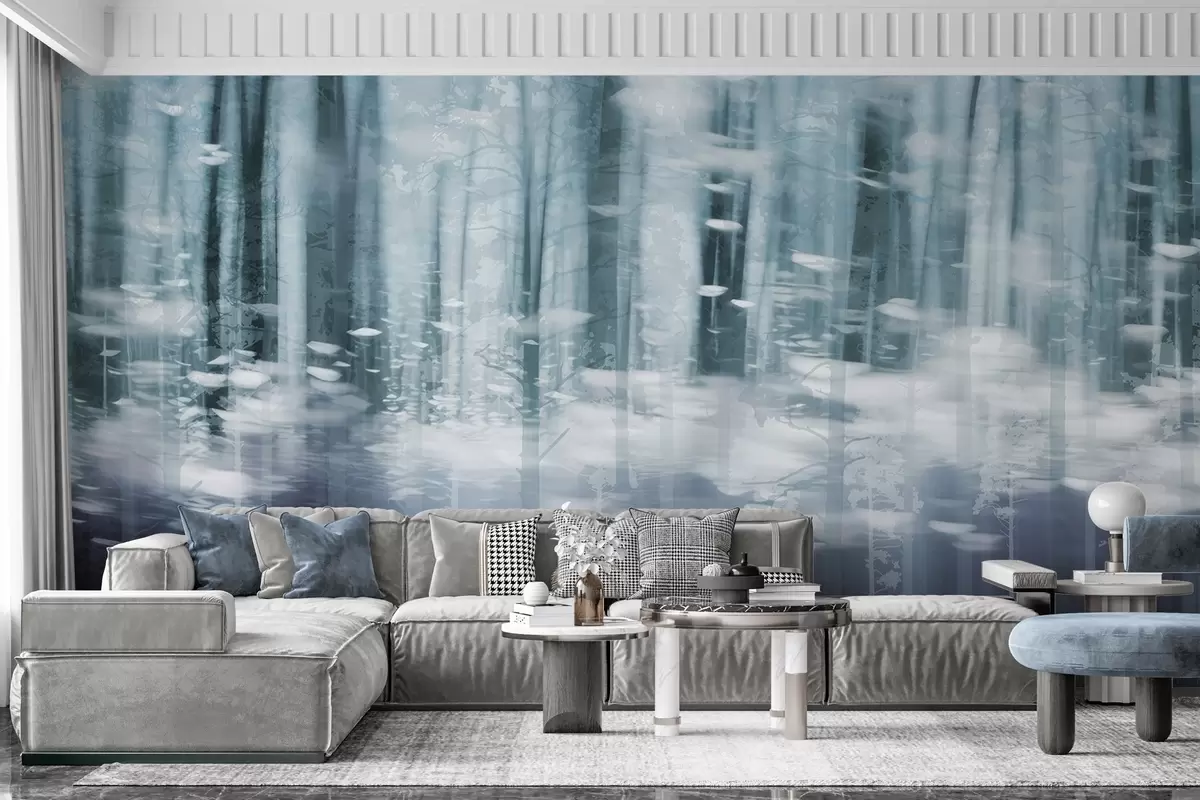 fototapet Trunchiuri de copaci stilizate în culori pastelate w04844v1