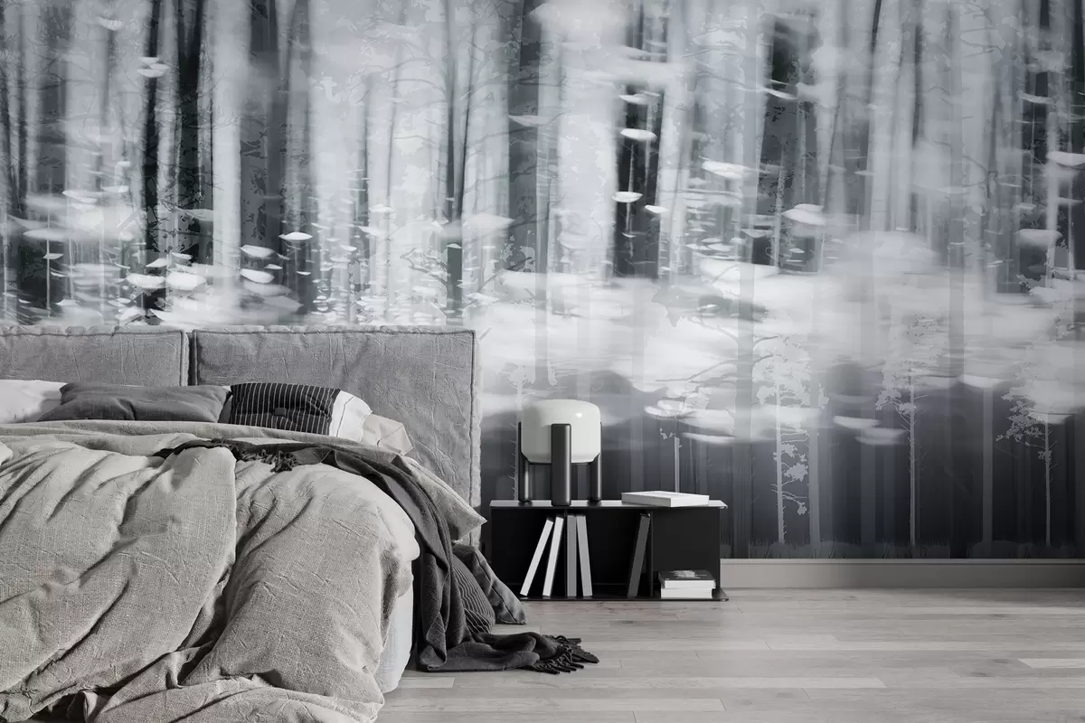 fototapet Trunchiuri de copaci stilizate în culori pastelate w04844v2