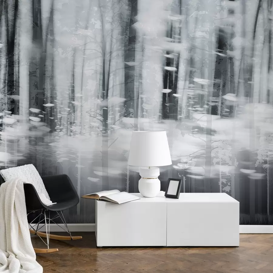 fototapet Trunchiuri de copaci stilizate în culori pastelate w04844v2