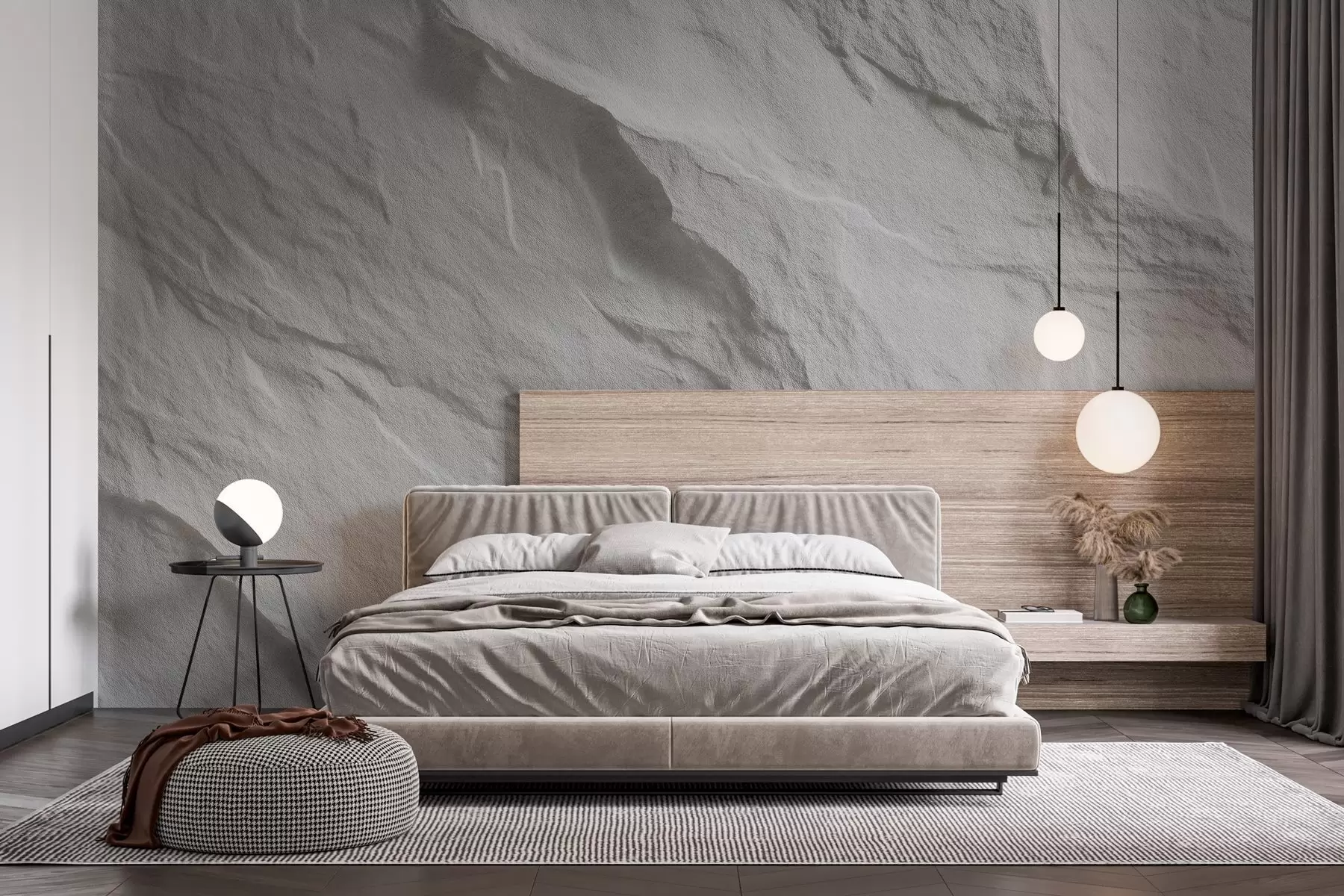 fototapet imitație de piatră albă în designul interior w04818
