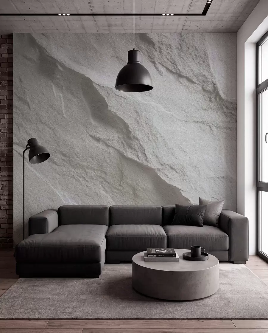 fototapet imitație de piatră albă în designul interior w04818