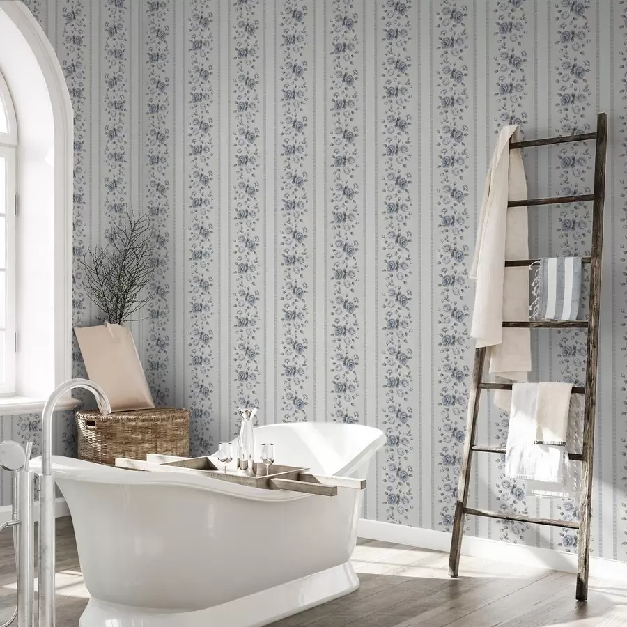 fototapet Trandafiri albaștri în benzi verticale pe un fundal deschis a00860