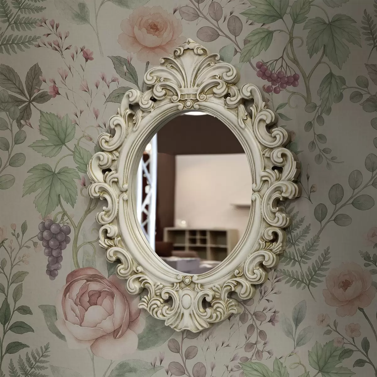 Wallpaper Grădină pastelată cu trandafiri, ferigi și struguri a00867