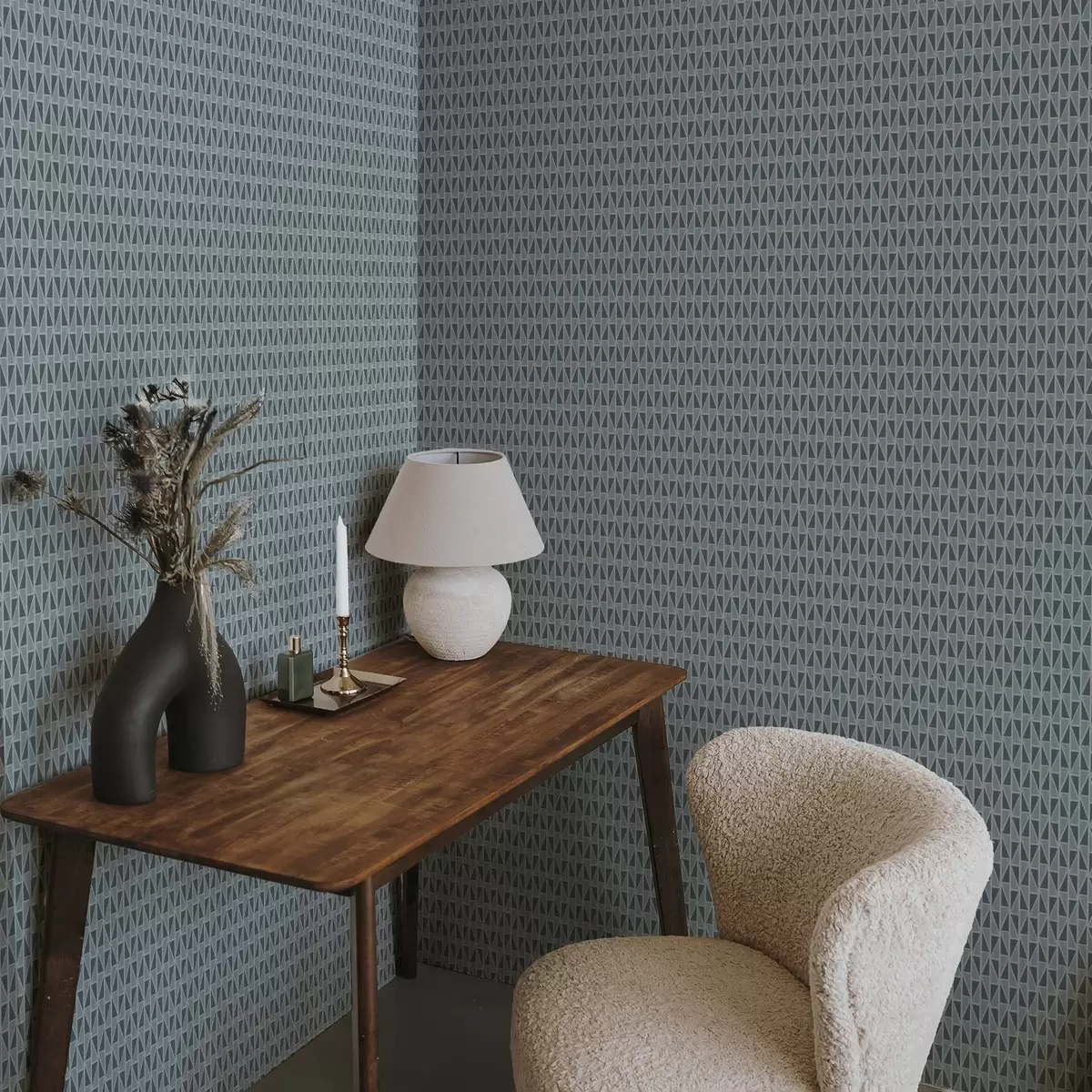 Wallpaper Grătar din sticlă verde-albăstrui cu bare diagonale a00902