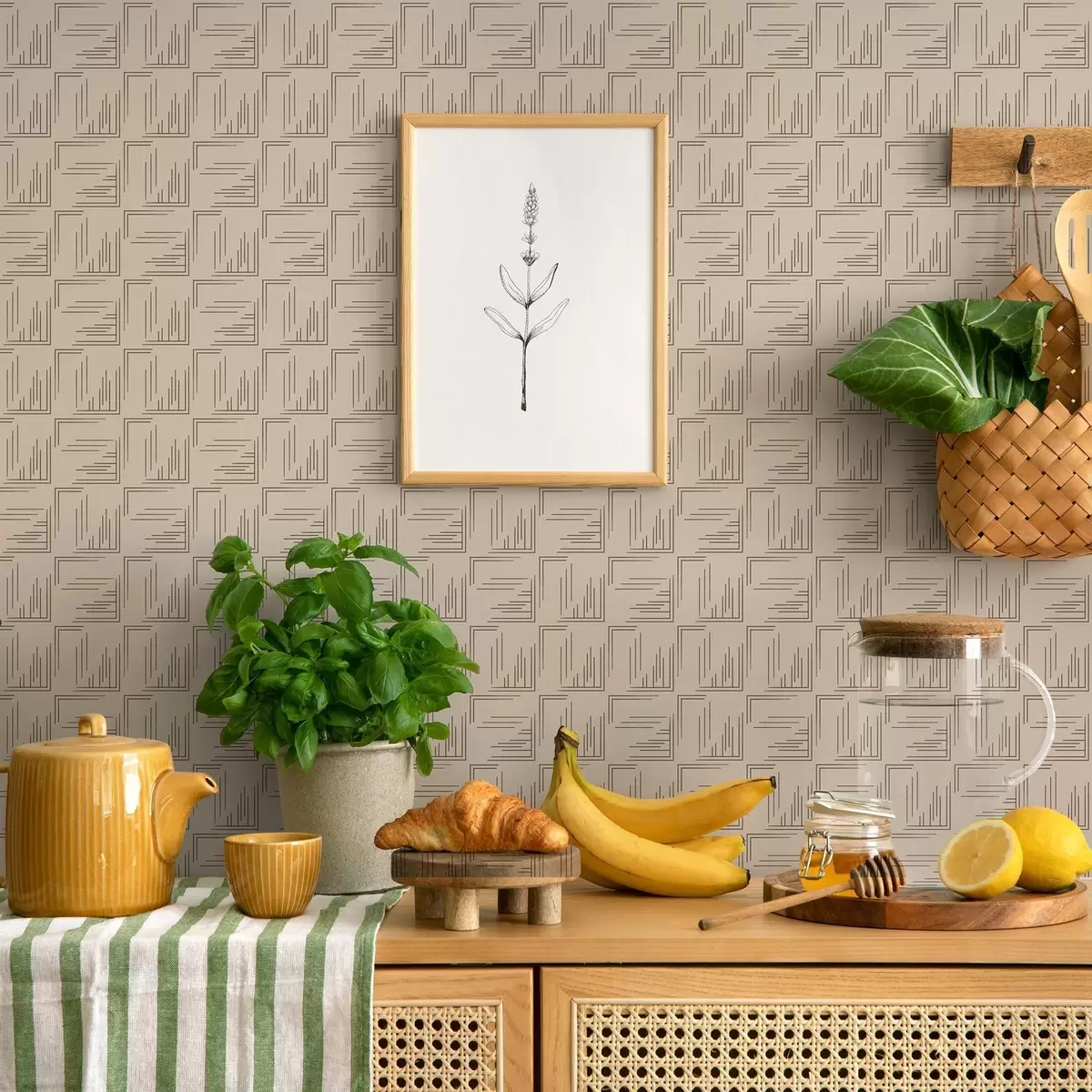 Wallpaper Pătrate mari din colțuri de cacao cu umpluturi variate, nisip a00913