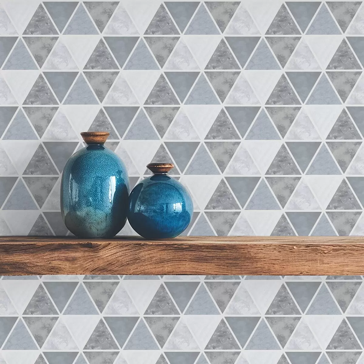 Wallpaper Geometrie triunghiulară în nuanțe reci de albastru-gri a00917v1