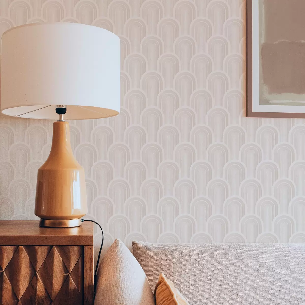 Wallpaper Module mici în formă de arc, în nuanțe calde de crem-bej a00924