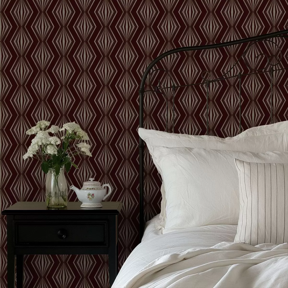 Wallpaper Model geometric cu diamante pe fond maro-vin a00925v1