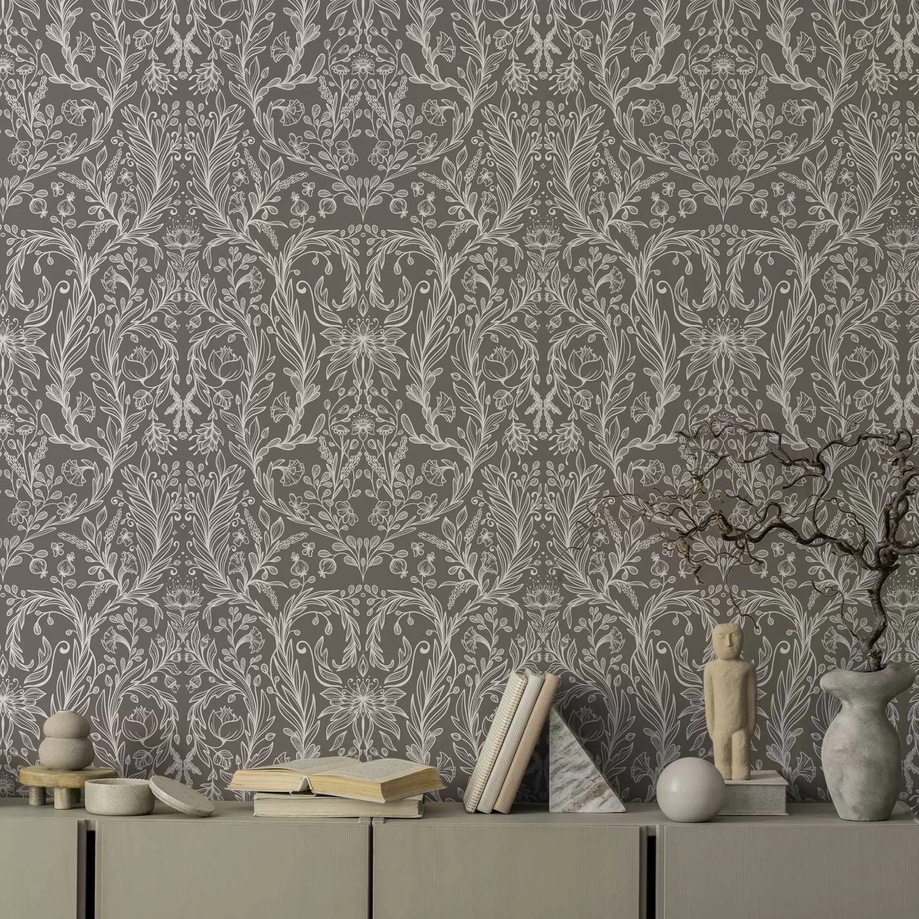 fototapet Model botanic monocromatic pe fond maro cald a00929v2