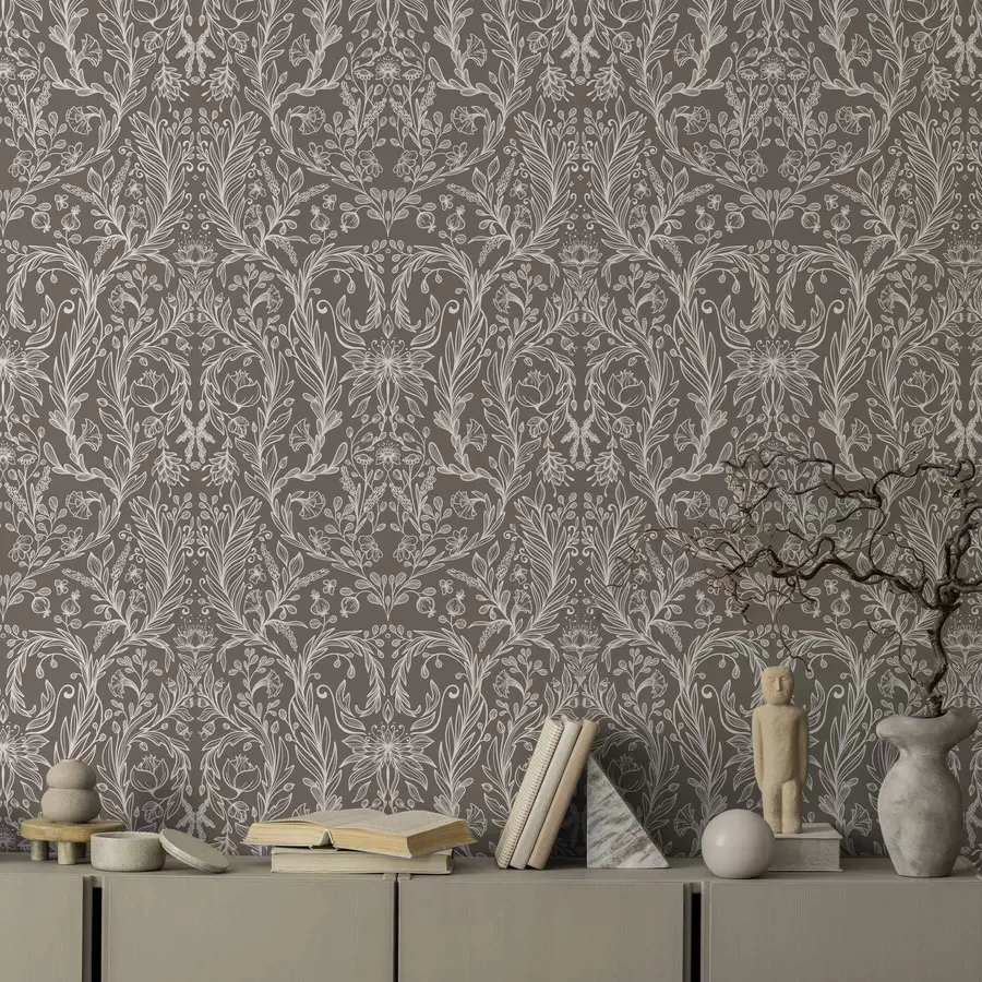 fototapet Model botanic monocromatic pe fond maro cald a00929v2