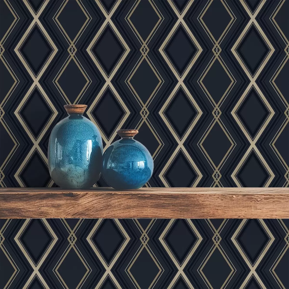 Wallpaper Rețea de romburi albastru închis cu linii subțiri deschise la culoare a00975