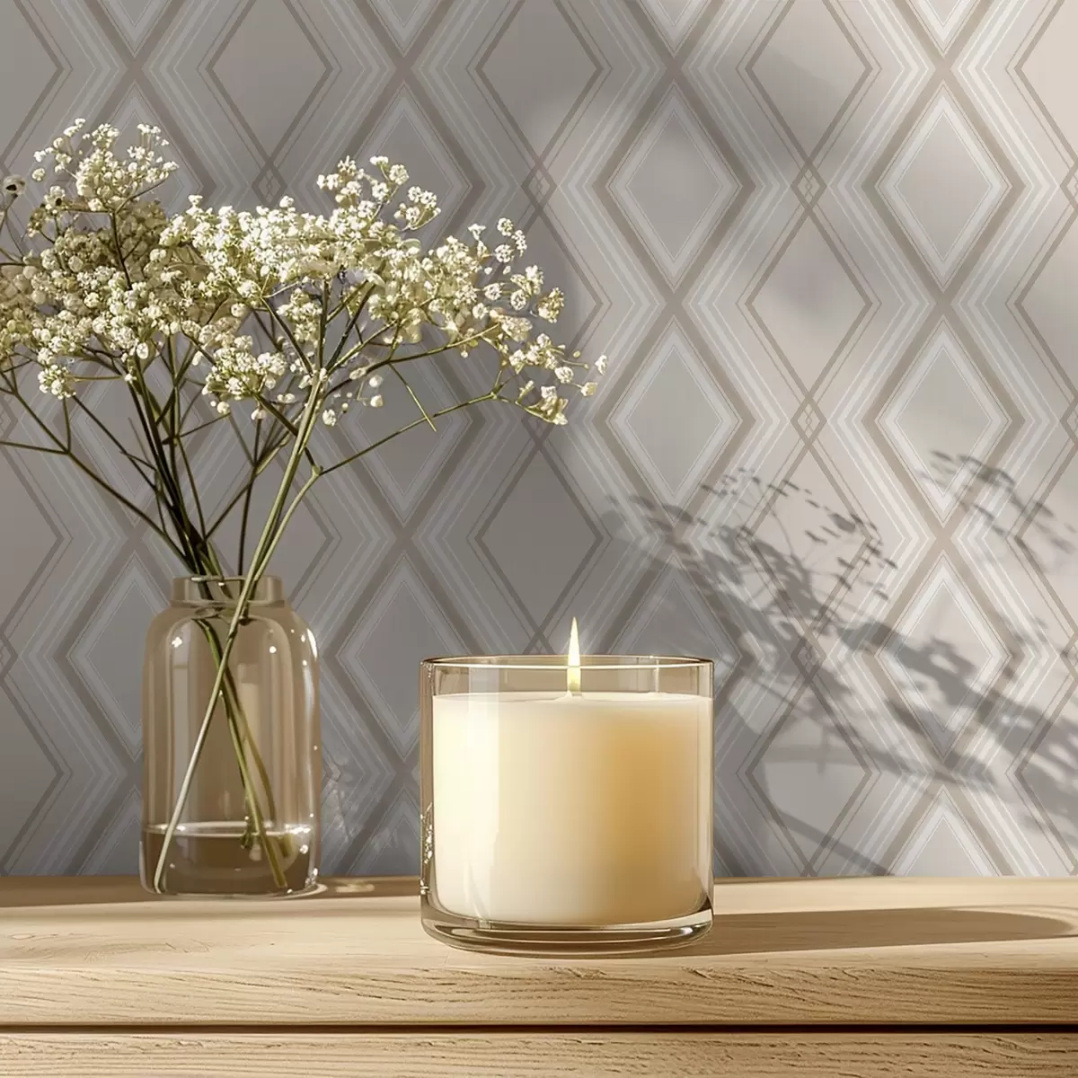 Wallpaper Fundal bej deschis cu o rețea multistratificată în formă de romb a00975v2