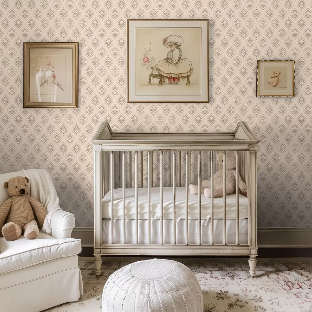 Wallpaper Motivele cu picături pudrate și o floare pe un fundal cald a00977v2