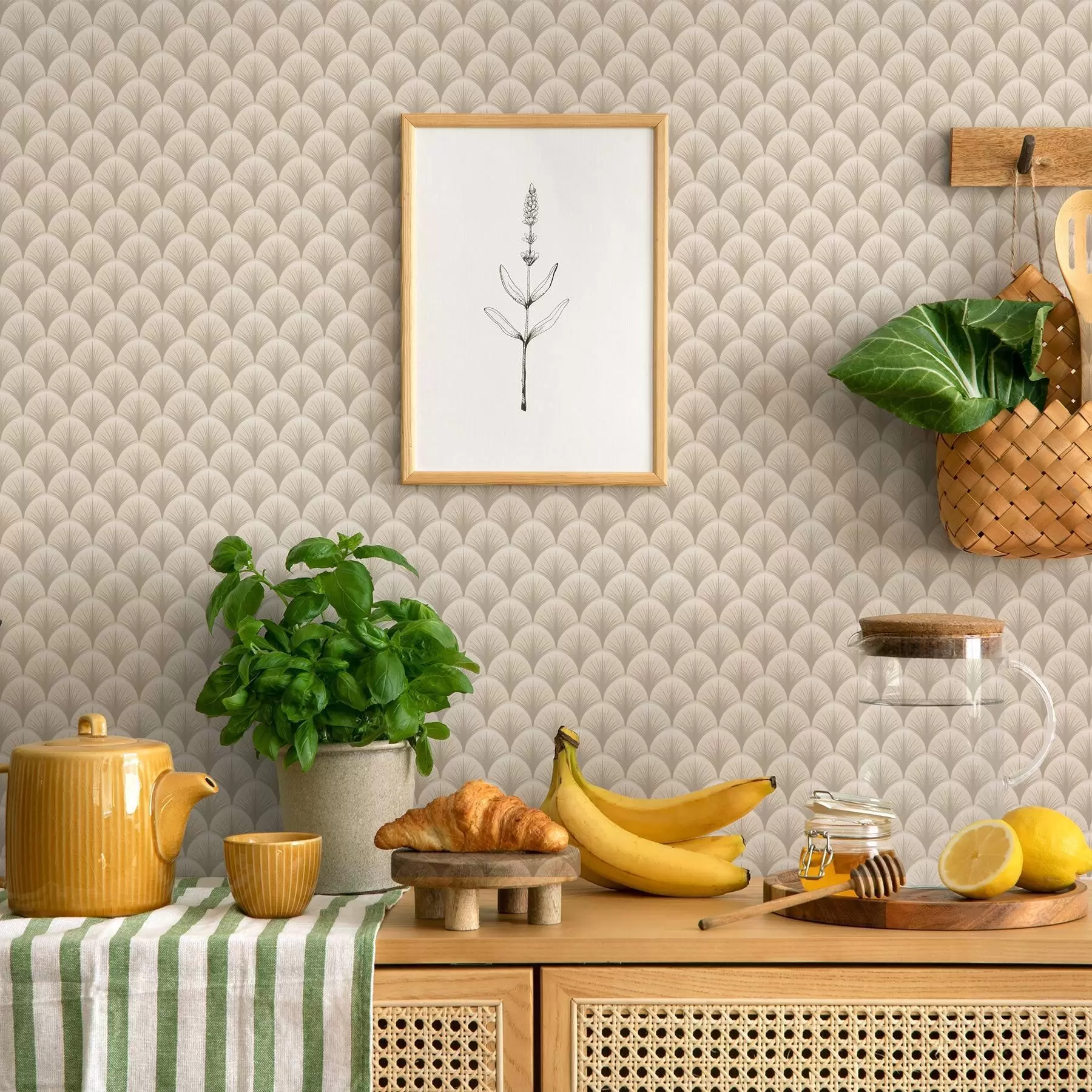 fototapet Arce de culoare bej cu raze fine pe un fundal deschis a00978