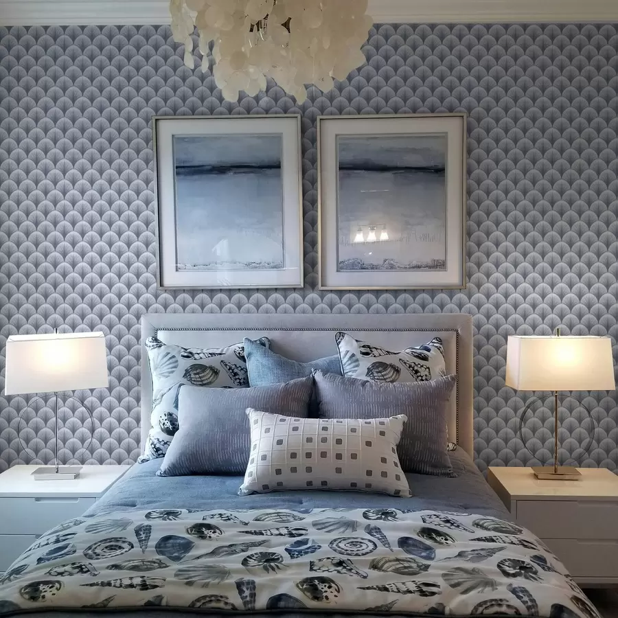 fototapet Arce albastre cu raze pe un fundal albastru deschis a00978v1