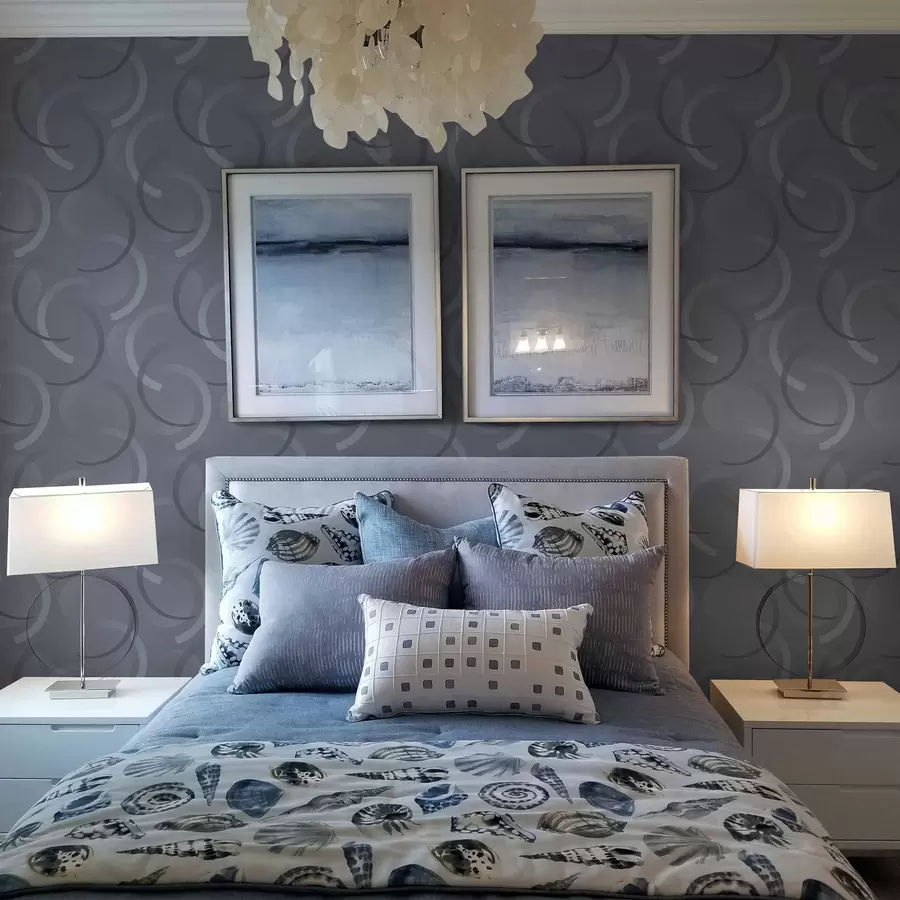 fototapet Semicercuri gri și cercuri estompate pe un fundal texturat a00981