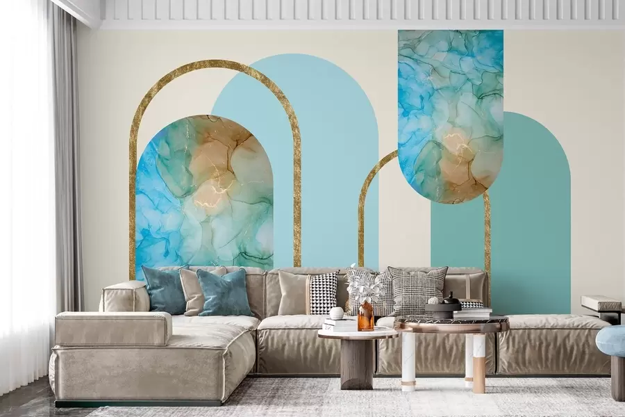 fototapet arcade elegante cu imitație de marmură în stil art deco w04879