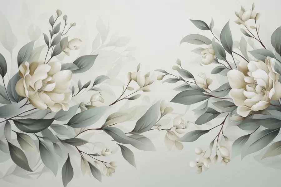 fototapet Frunziș cu flori w04976