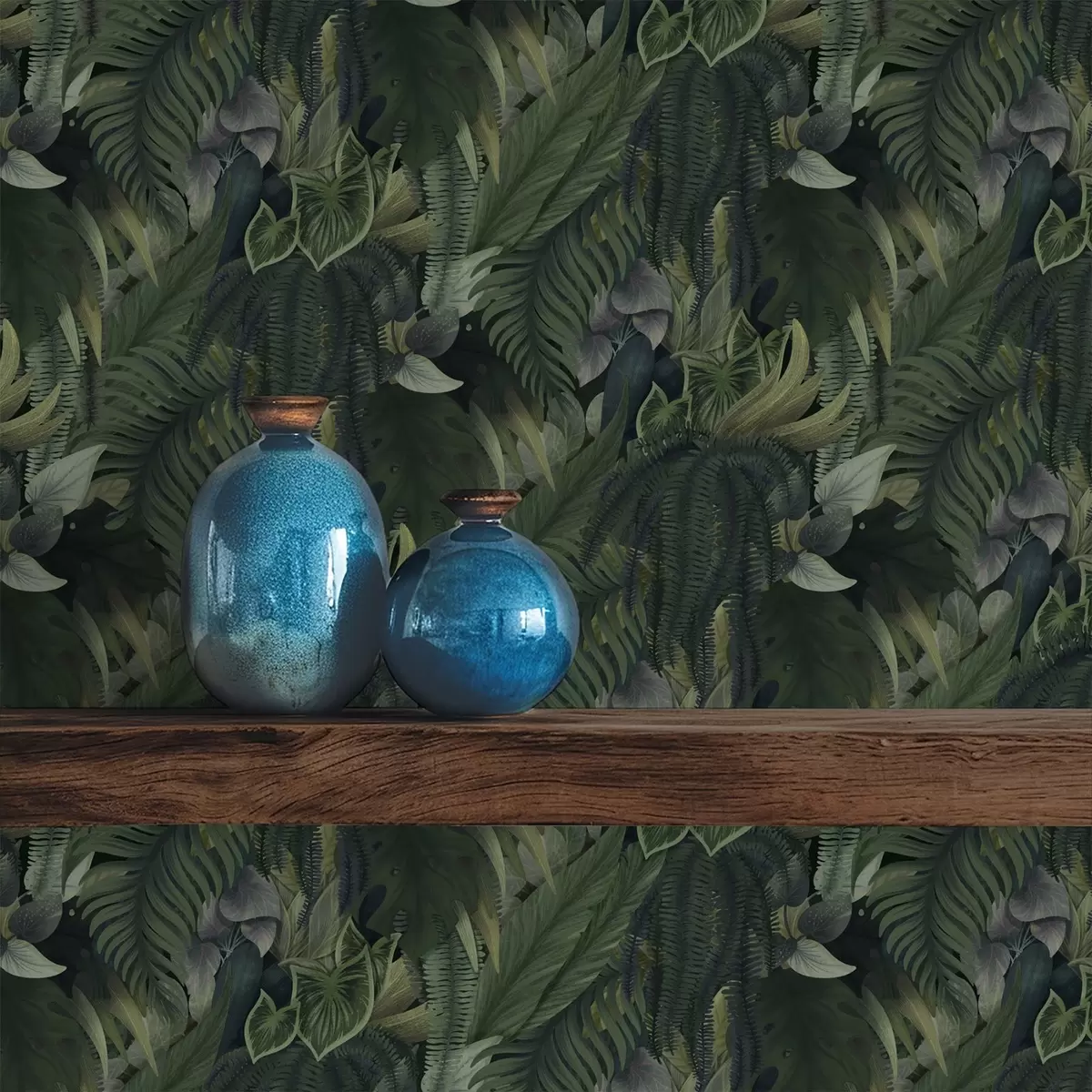 Wallpaper Frunziș tropical dens în tufișuri de un verde intens a00943