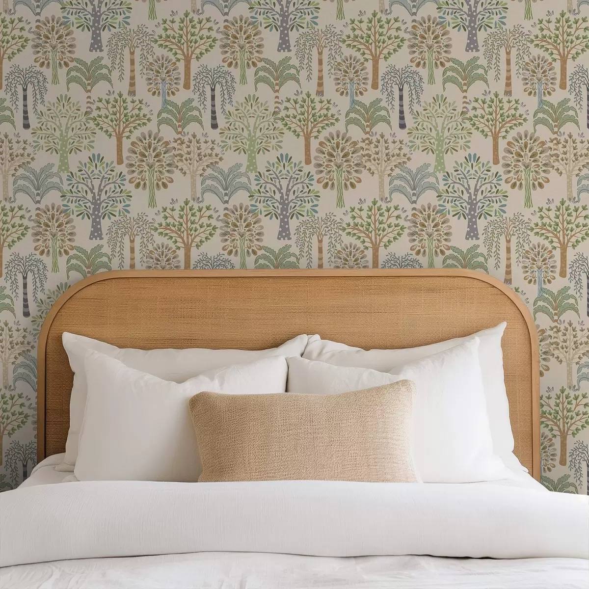 Wallpaper Copaci decorativi într-o paletă naturală delicată a00960