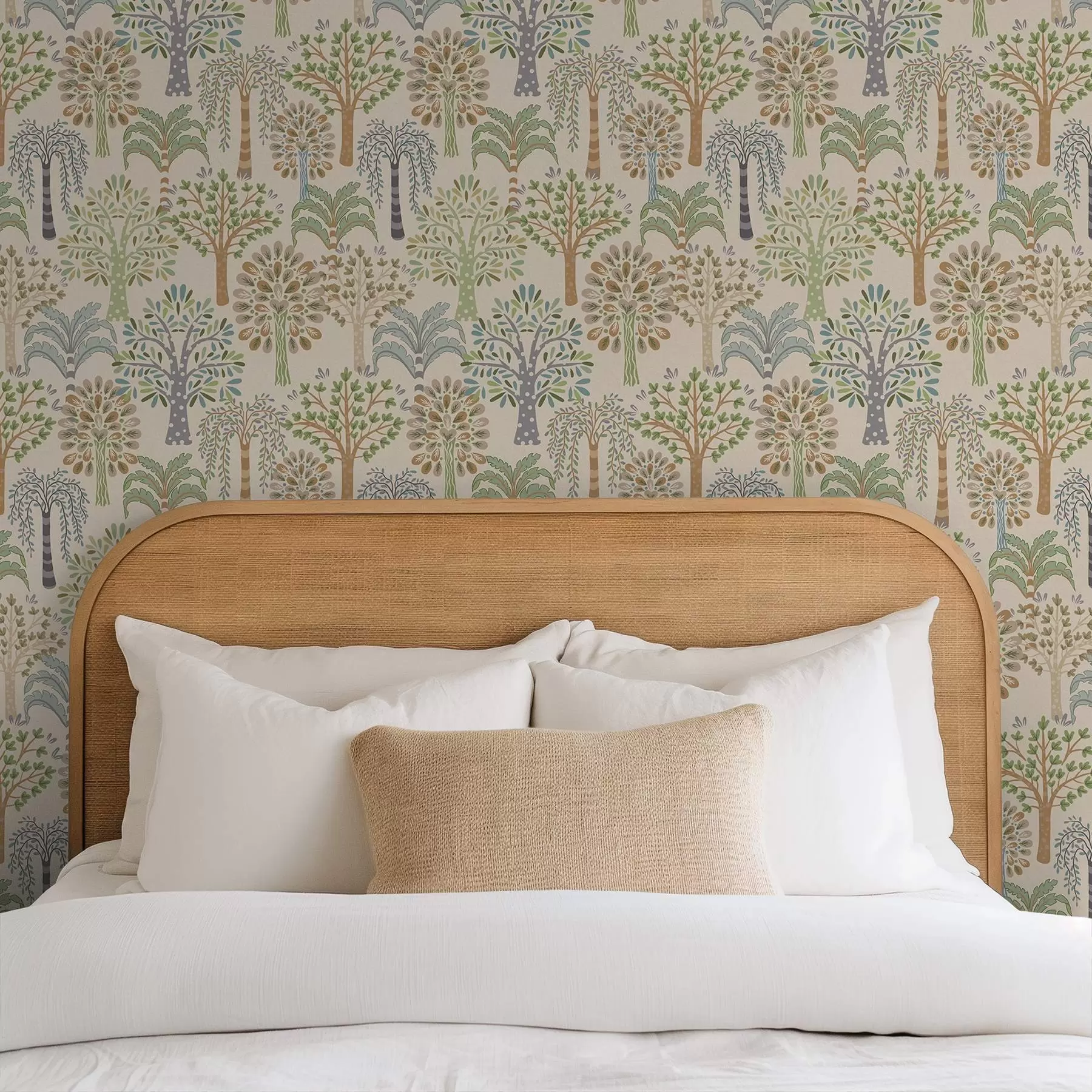 fototapet Copaci decorativi într-o paletă naturală delicată a00960