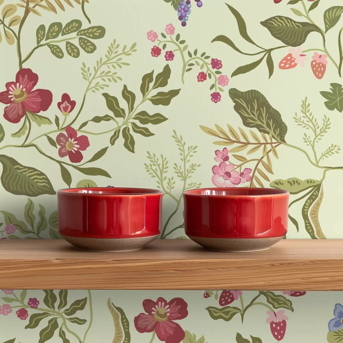 Wallpaper Grădină înflorită cu fructe de pădure, struguri și flori sălbatice a00961