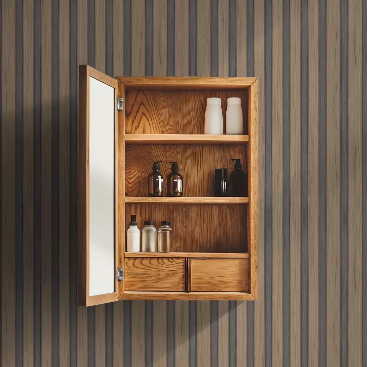 Wallpaper Lamele verticale din lemn cu inserții de culoare gri închis a00991