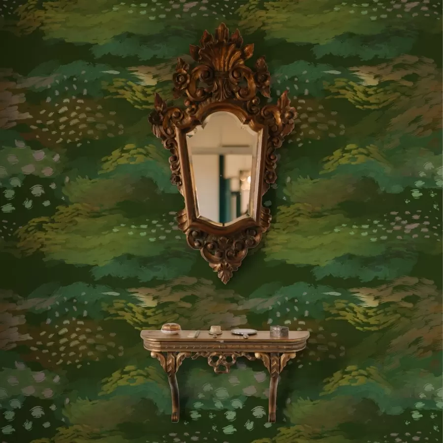 fototapet Abstracție verde intensă cu tușe energice a00999v3