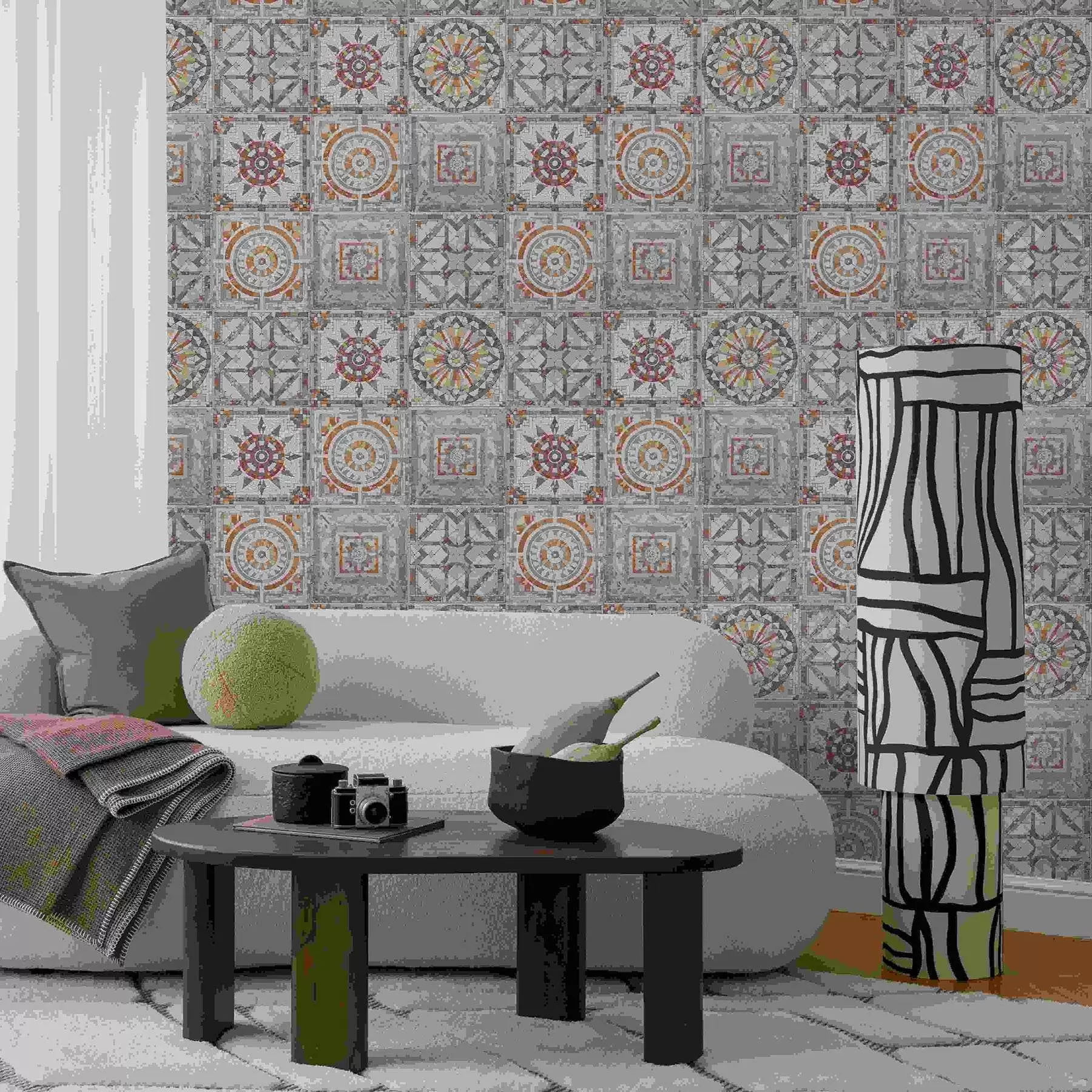 fototapet Medalioane vechi din mozaic de piatră cu detalii uzate a01042