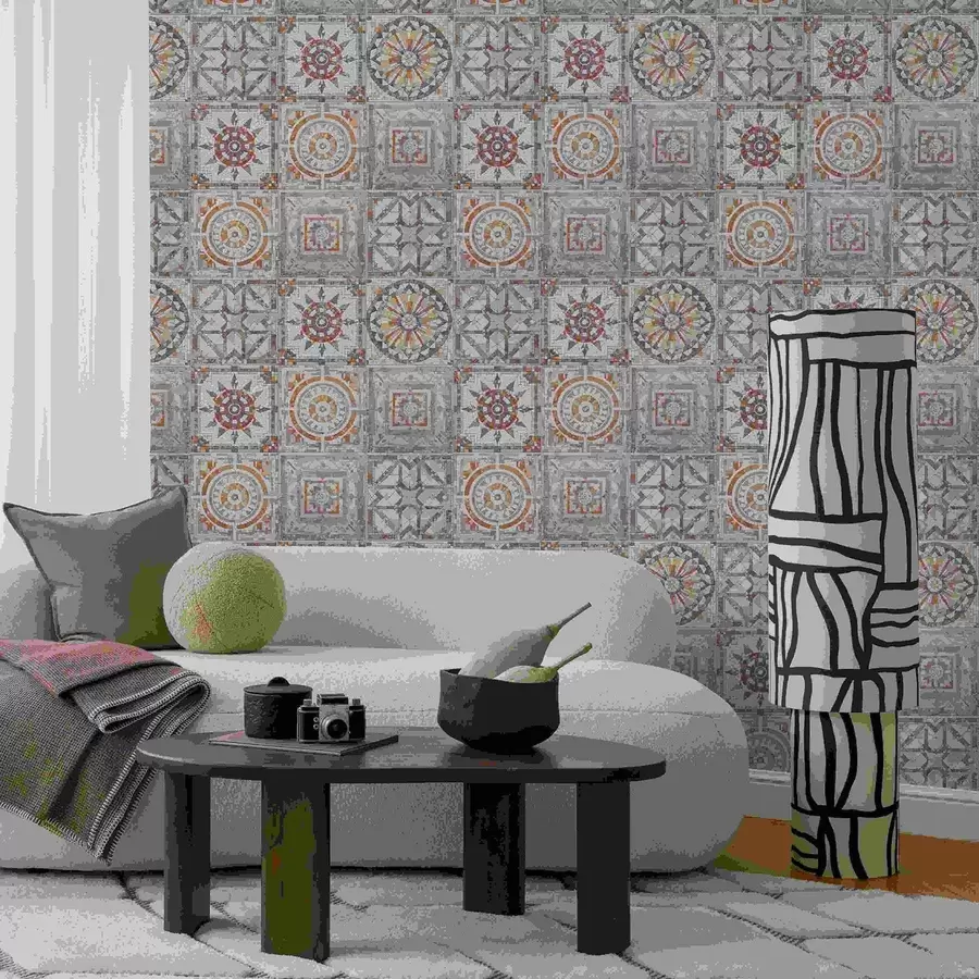 fototapet Medalioane vechi din mozaic de piatră cu detalii uzate a01042