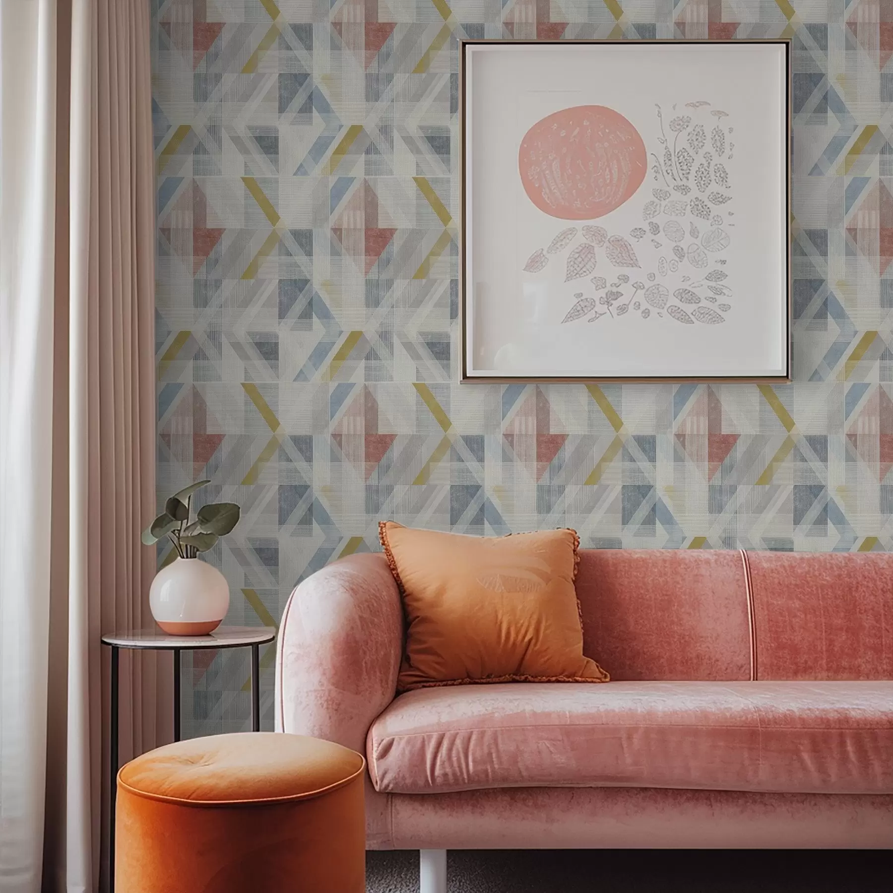 fototapet Design geometric cu un diamant roșu în centru a01055