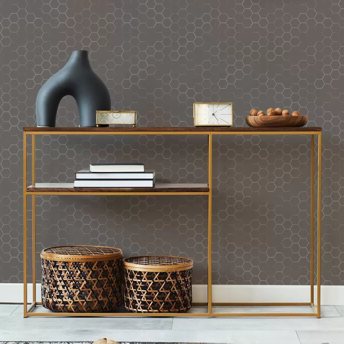 Wallpaper Model hexagonal dens în nuanțe delicate de gri a01060v2