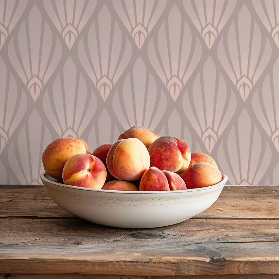 fototapet Art Deco bej pudrat cu evantaiuri delicate a01064v1