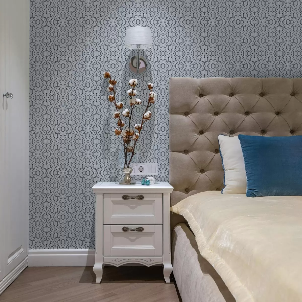 Wallpaper Model geometric albastru deschis cu cuburi a01066