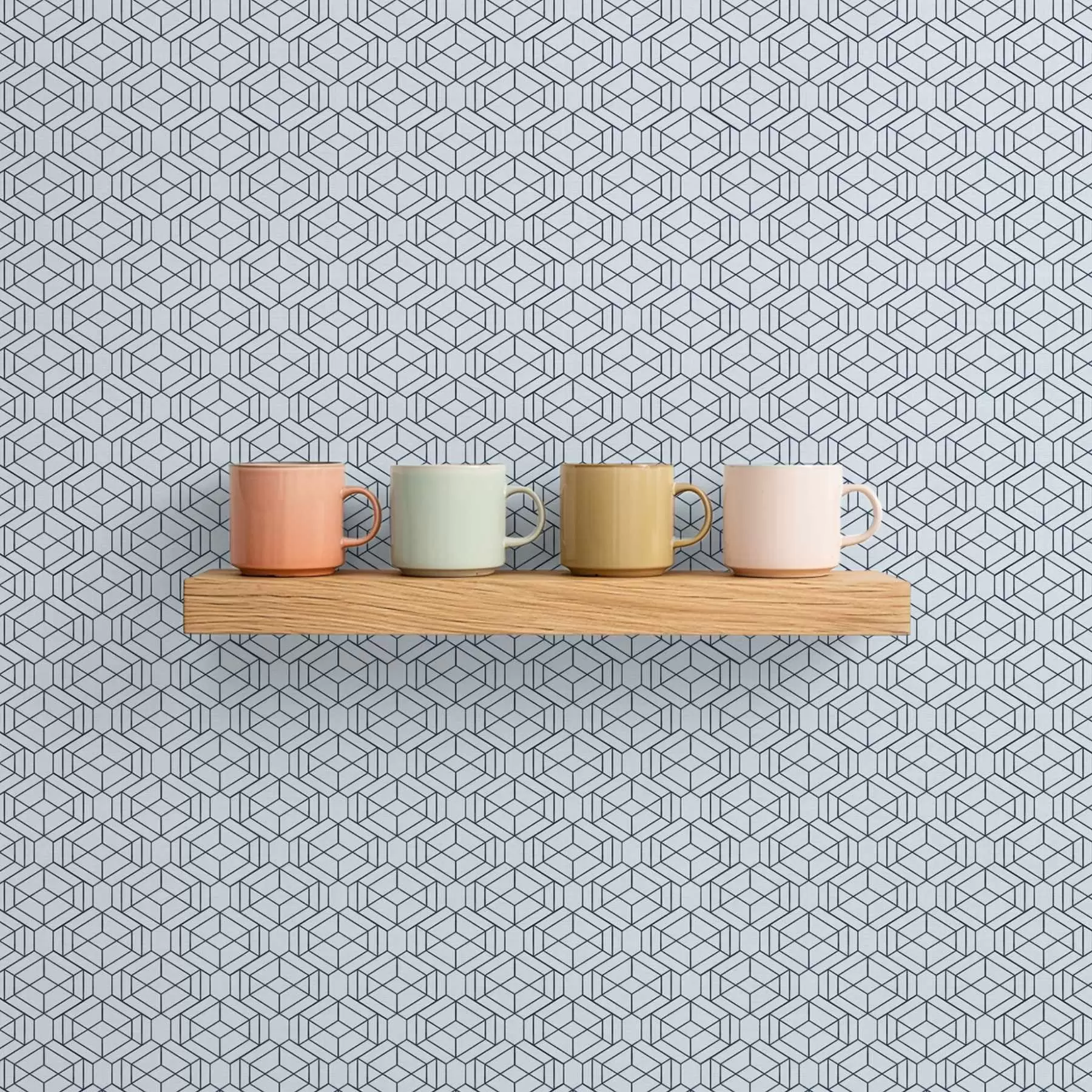 fototapet Model geometric albastru deschis cu cuburi a01066