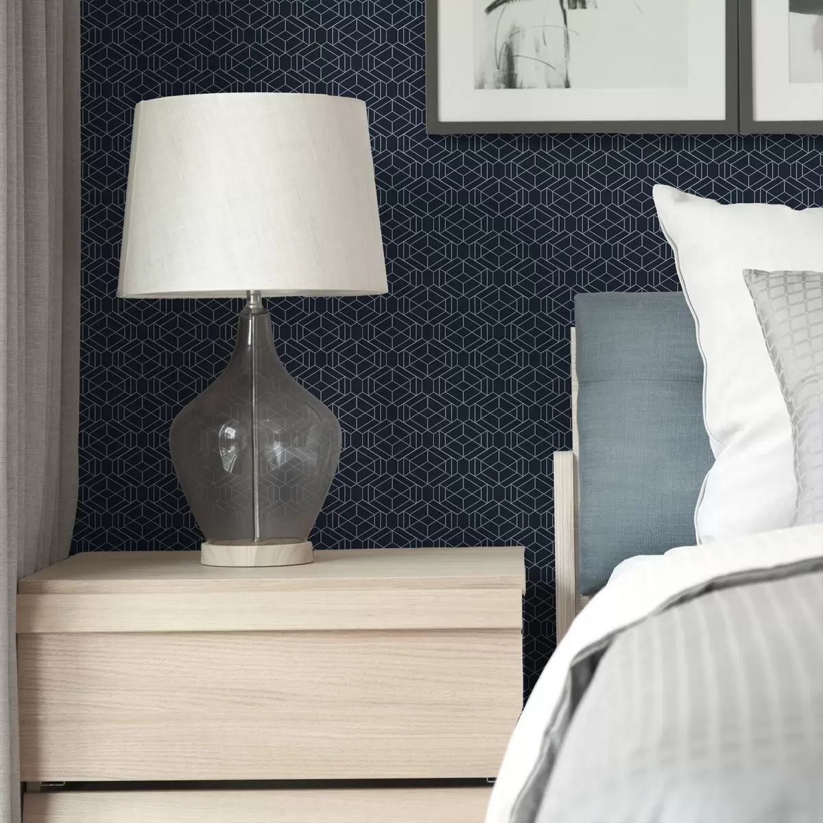 Wallpaper Rețea geometrică de cuburi de culoare bleumarin închis a01066v1