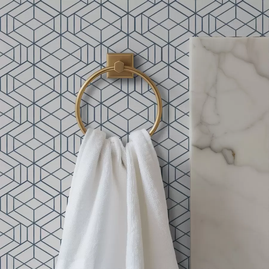 fototapet Fundal alb cu cuburi geometrice tridimensionale albastre a01067