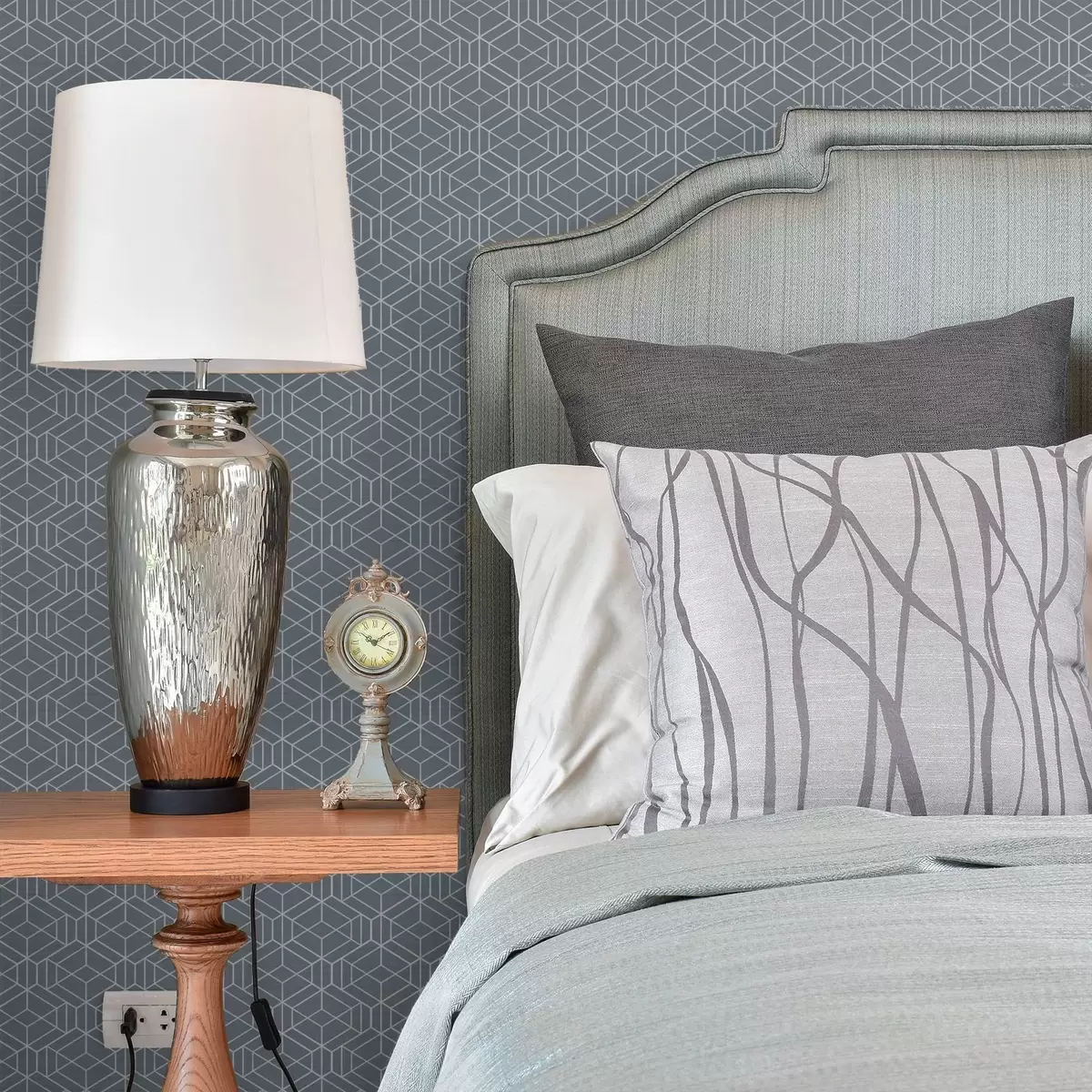 Wallpaper Fundal gri cu cuburi tridimensionale albe dispuse într-o grilă a01067v2