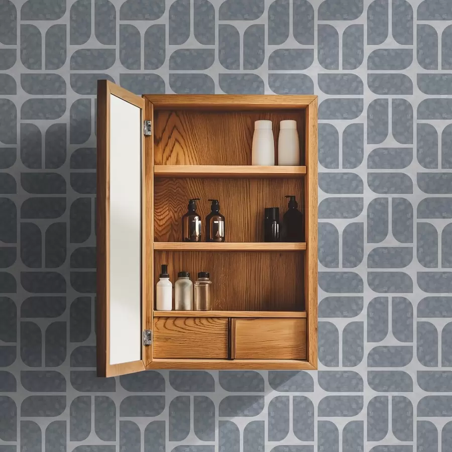 fototapet Mozaic gri cu forme rotunjite și dreptunghiulare alternante a01069