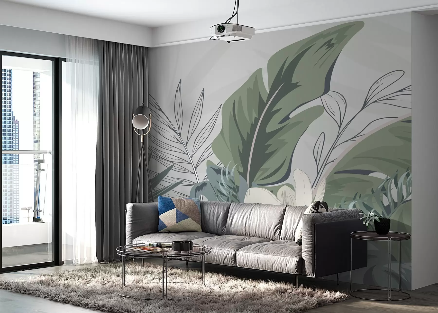 fototapet Vegetație luxuriantă în nuanțe pastelate delicate w01598